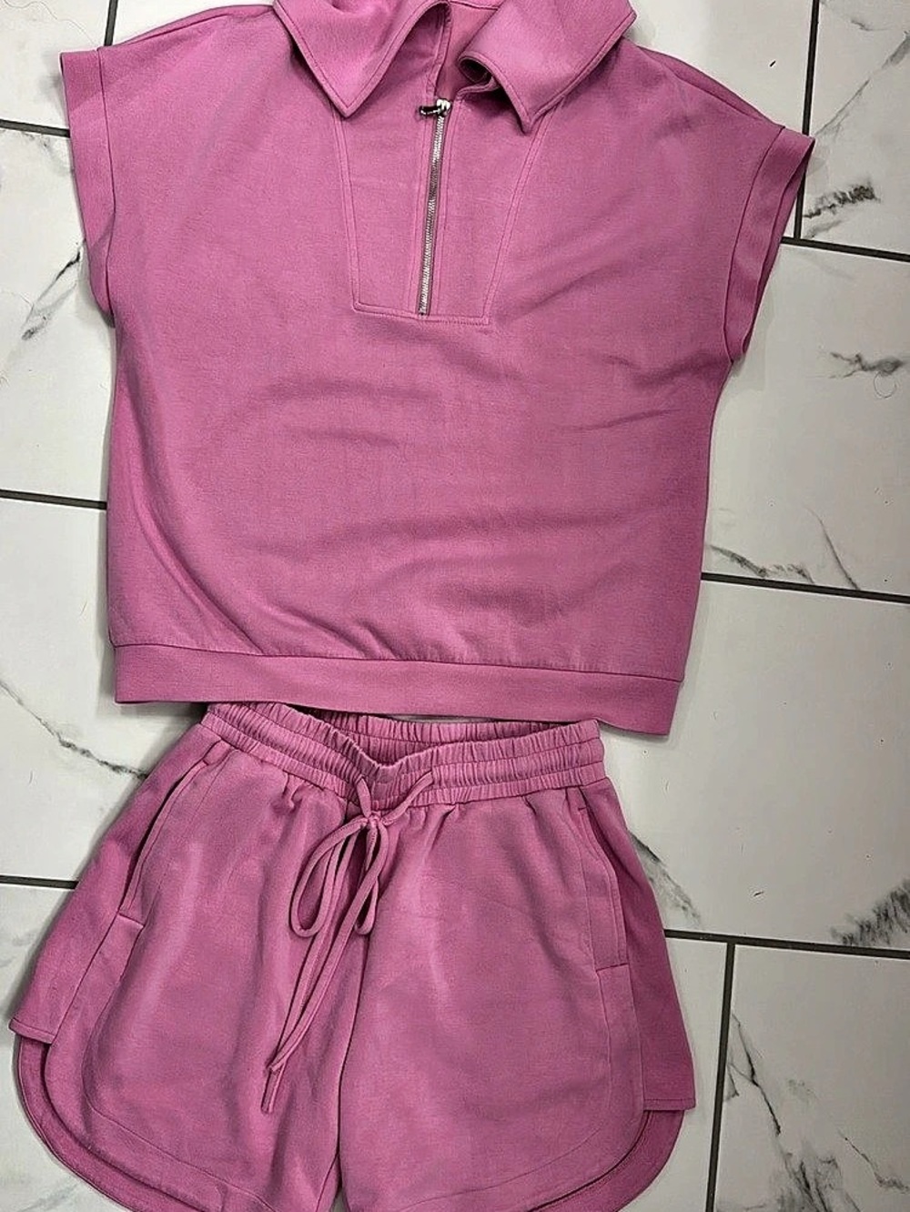 Pink Zip Top & Shorts Set